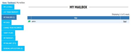 'My mailbox' in a user's account in Open Real Estate