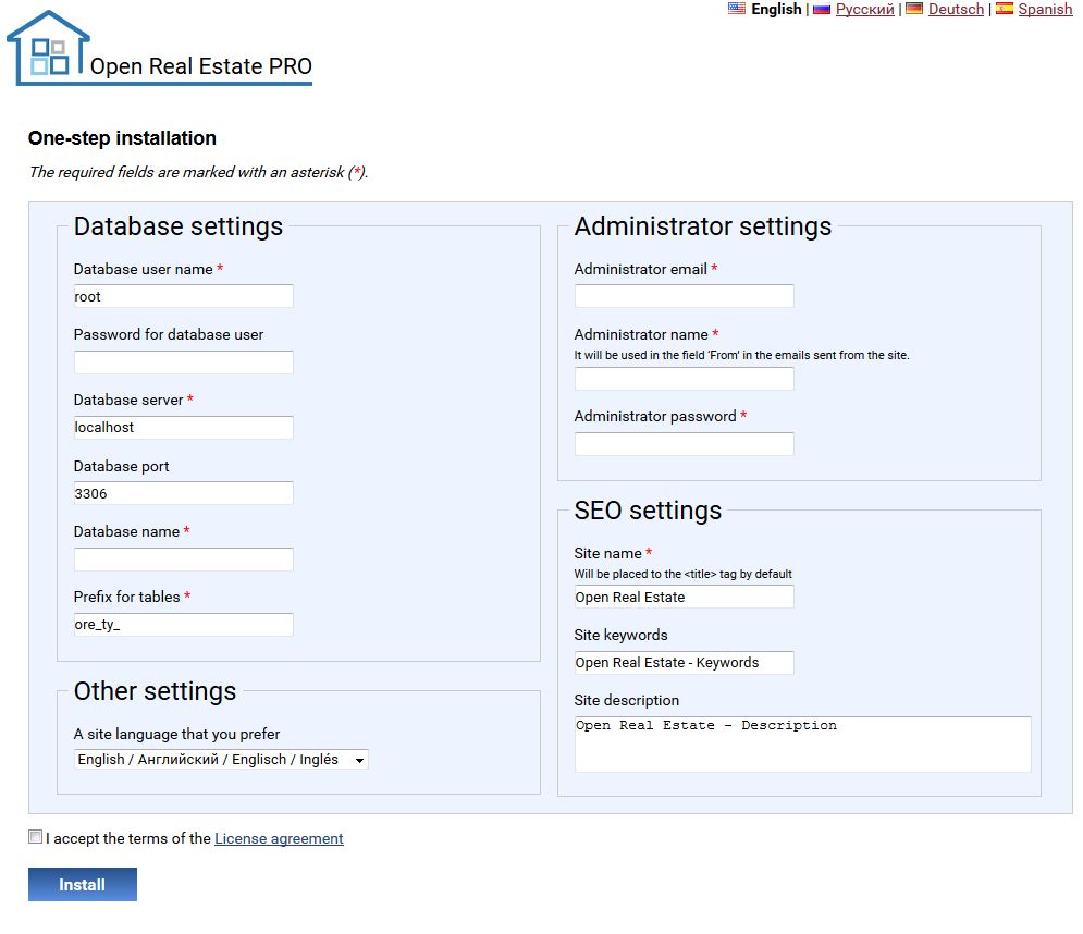 Open Real Estate installation