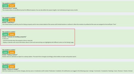 Status management of the module 'Booking Calendar' for Open Real Estate