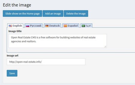 Management of image settings in the slide-show of Open Real Estate