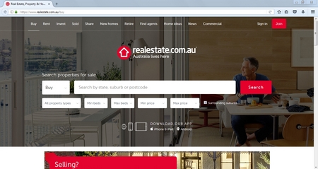 Search on the main page on realestate.com.au