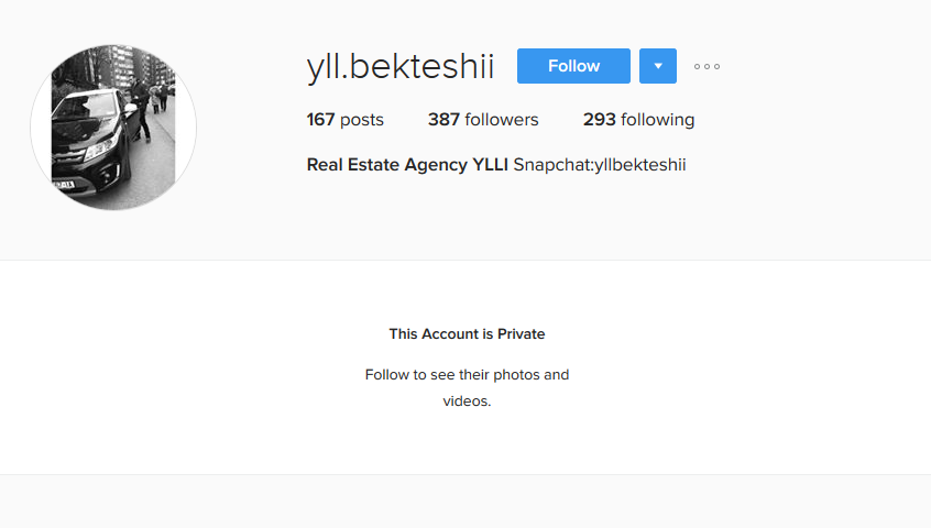 Closed account in Instagram