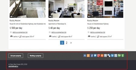 Change the bottom of the site (footer) in the Atlas template - Open Real Estate CMS
